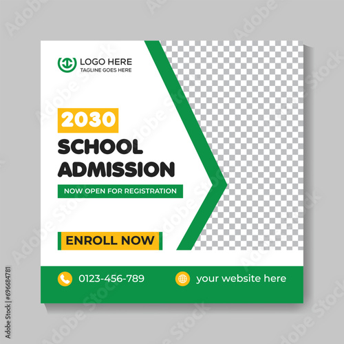 School admission education social media post design modern back to school web banner template