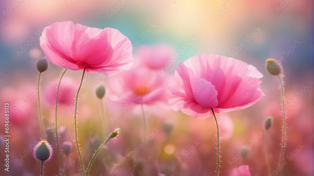 Pink poppy flowers. Pink poppy flowers.