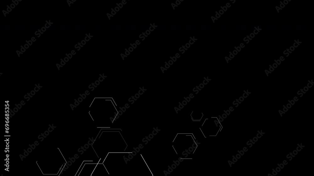 hexagon shape with abstract geometric moving motion particles digital element pattern business technology futuristic for overlay screen footage video design.
