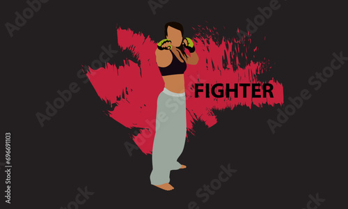 Woman is engaged in martial arts. Vector illustration.