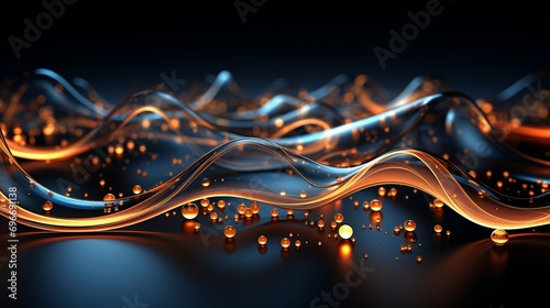 Immerse Yourself in Futuristic Elegance: Stunning 64K Wallpaper and Backgrounds with Dynamic Waves, Technological Lines, and Mesmerizing Blue and Gold Hues, Generative AI