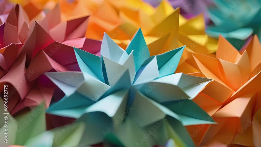 A detailed zoom in on the sharp and precise edges of an origami paper creation, showcasing the precision required for mathematical accuracy in origami.