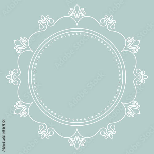 Elegant vintage ornament in classic style. Light blue and white abstract traditional ornament with oriental elements. Classic vintage pattern