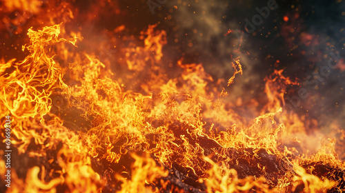 A 3D depiction of fire with realistic flames.