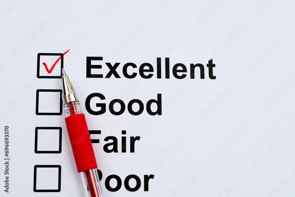 Tick the excellent box on customer feedback form Tick the excellent box on customer feedback form