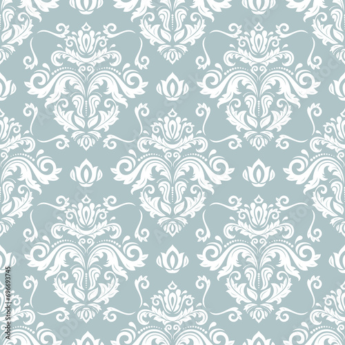 Orient light blue and white classic pattern. Seamless abstract background with vintage elements. Orient pattern. Ornament for wallpapers and packaging