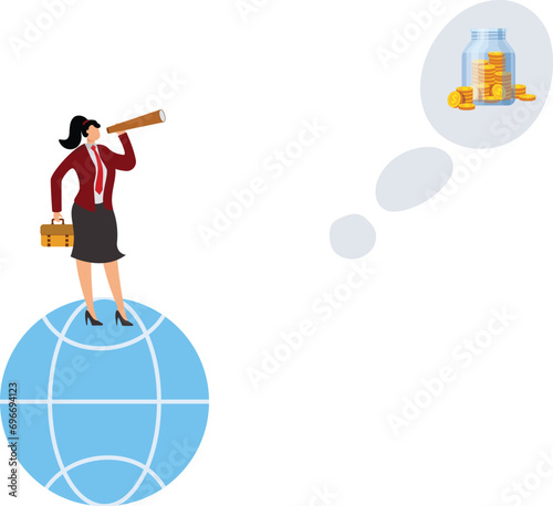 Binoculars, Hand-Held Telescope, Planning, Business, Businesswoman,