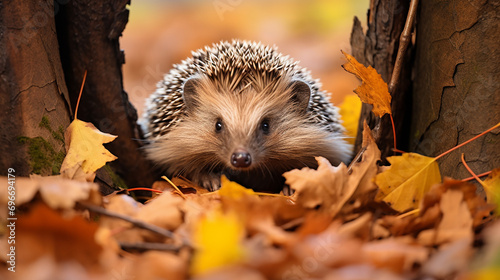 hedgehog scientific name erinaceus europaeus wild native, emerging from hibernation in Springtime photo