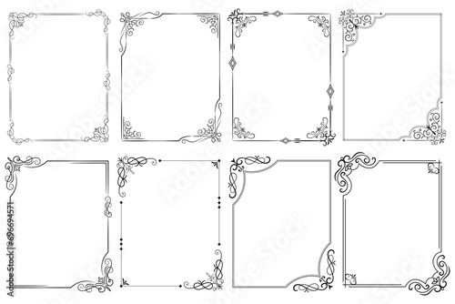 Set of Decorative vintage frames and borders. floral ornamental frame. Calligraphic frame and page decoration. Vector illustration photo