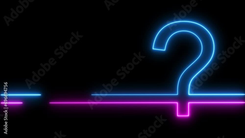 Question mark animation start with a line on black background. who, why, where, how, what Full Hd. 4K photo