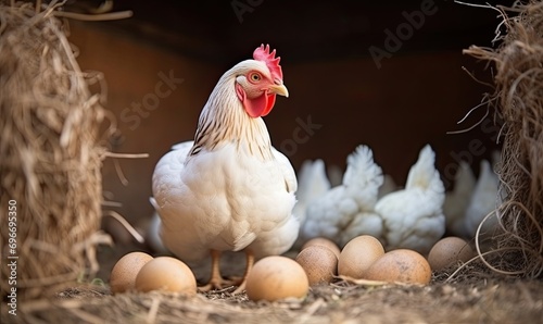 A Flock of Feathered Friends Gathered Near a Heap of Fresh Eggs