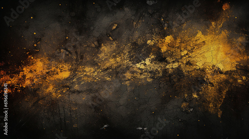 abstract yellow grunge on black background photo