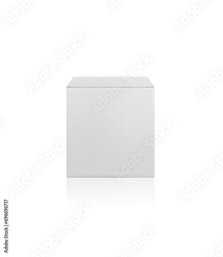 blank packaging white cardboard box isolated on white background ready for packaging design, transparent background