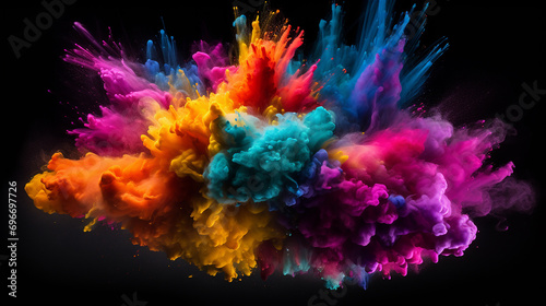 explosion of colored powder isolated on black background