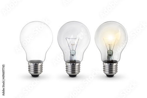 lighted bulb, transparent background photo