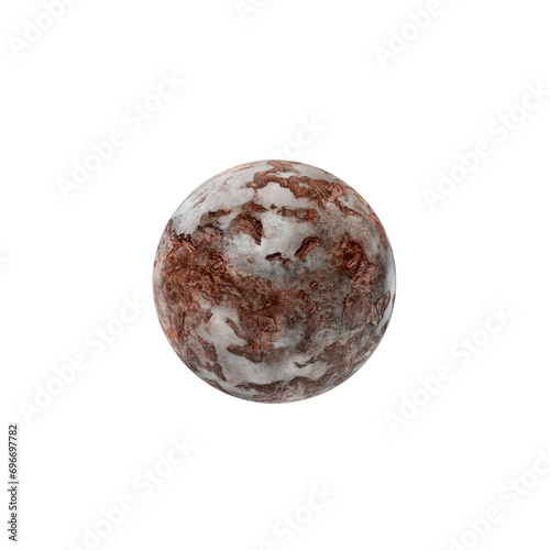 Old rusty iron metal ball  transparent background