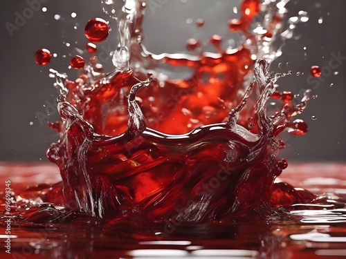 Photo realistic water splash red background 