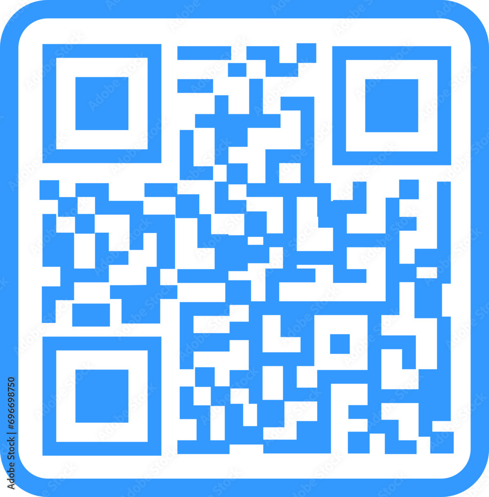 Scan QR code icon. Digital scanning QR code. QR code scan in blue flat style for smartphone. QR code for payment. Vector QR code sample for smartphone scanning isolated on transparent background. Scan QR code icon. Digital scanning QR code. QR code scan in blue flat style for smartphone. QR code for payment. Vector QR code sample for smartphone scanning isolated on transparent background.
