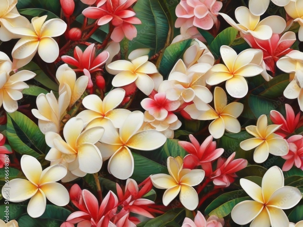 Beautiful colored frangipani flowers