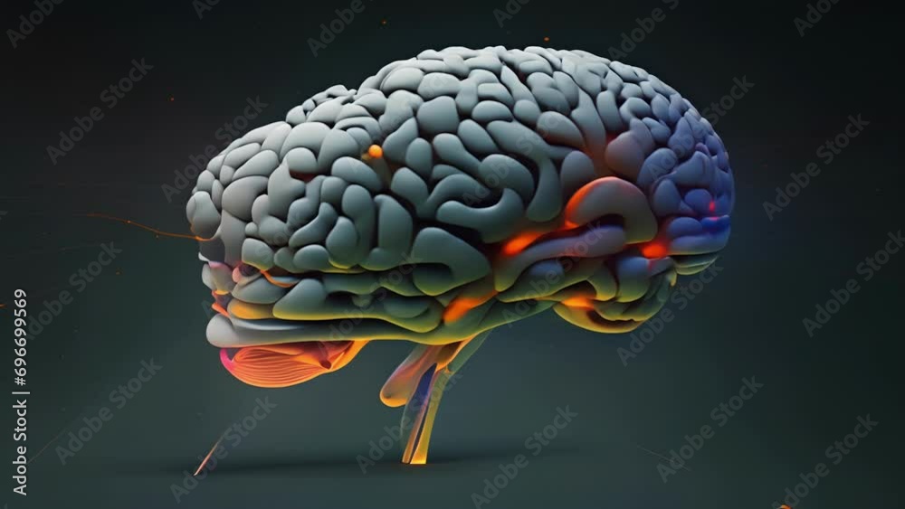 Memory Activation Vidéo Stock A brain scan showing different areas lighting up as ...