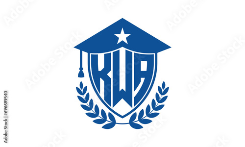 KWA three letter iconic academic logo design vector template. monogram, abstract, school, college, university, graduation cap symbol logo, shield, model, institute, educational, coaching canter, tech	