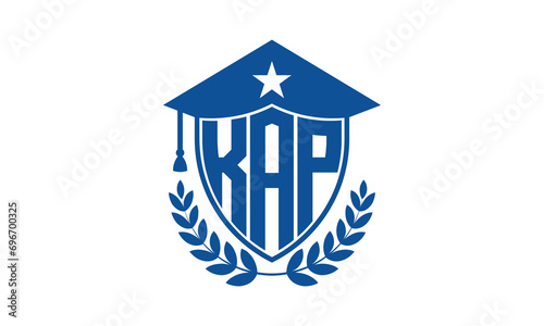 KAP three letter iconic academic logo design vector template. monogram, abstract, school, college, university, graduation cap symbol logo, shield, model, institute, educational, coaching canter, tech	