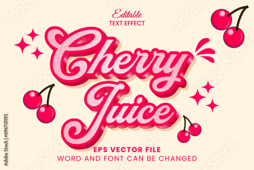 Cherry juice pink 3d editable text effect photo