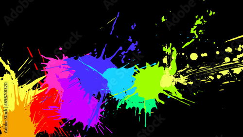 Colorful abstract grunge splashes, vector EPS10. Multicolor abstract wallpaper. Vivid background. Bright rainbow colors. Vector without gradient with copy-space. High quality traced