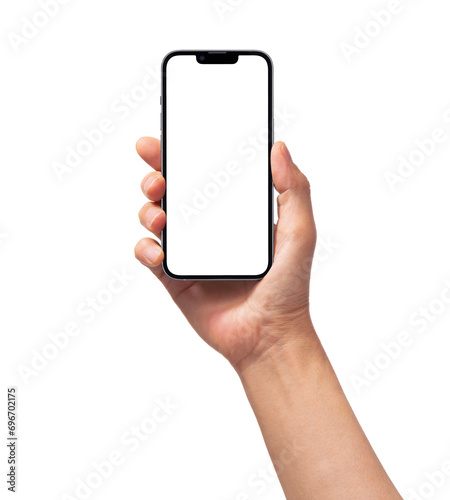 スマートフォンを掲げている手の画像合成用素材 photo