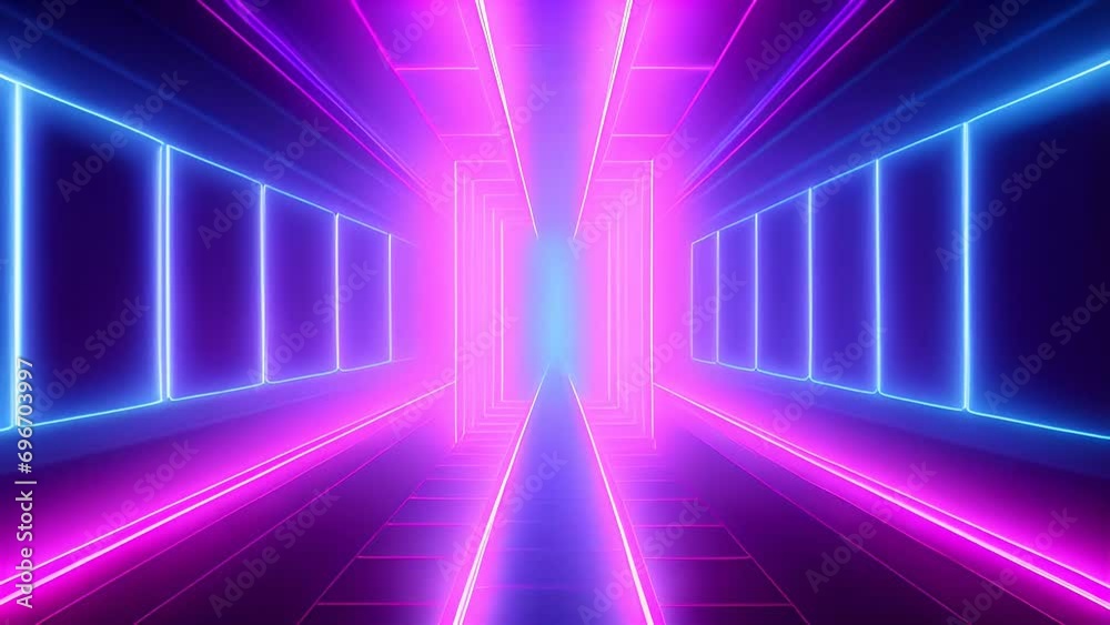 Neon Tunnel with Futuristic Architecture Neon Tunnel with Futuristic Architecture