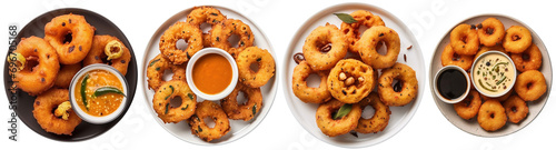 top view of plates with the South Indian breakfast snack Medu vada photo