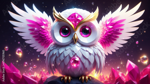 white fuchsia crystal owl #3