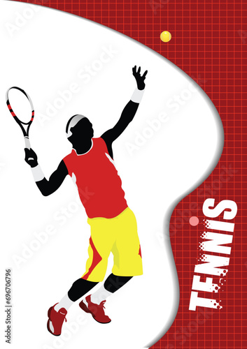 Tennis player. Colored Vector illustration for designers © Leo