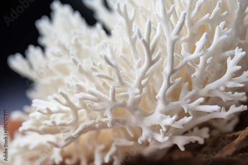 White coral on a black background. Macro. Close-up  Close-up of a beautiful white coral with shallow depth of field  AI Generated