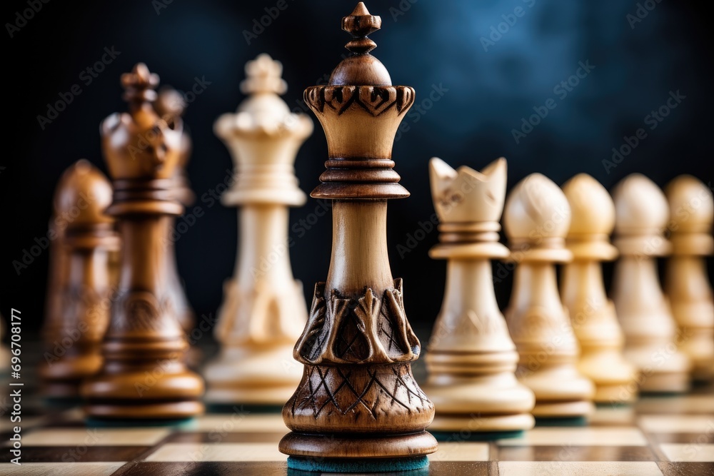 Chess pieces on a chessboard. The concept of business strategy, Closeup of chess pieces on the chessboard, AI Generated Chess pieces on a chessboard. The concept of business strategy, Closeup of chess pieces on the chessboard, AI Generated