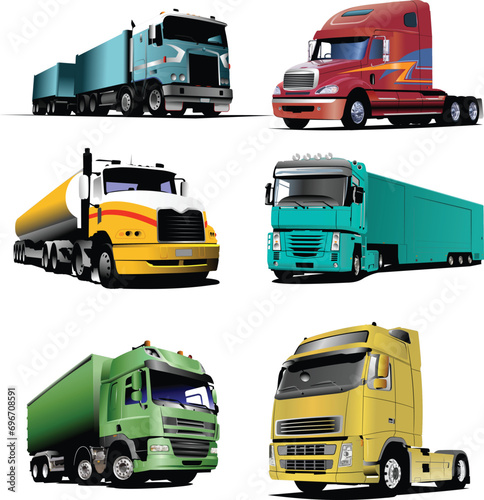 Colored illustration of trucks. Help for designers