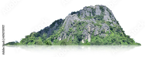 Mountain, isolated island on a white background with a trail.	
