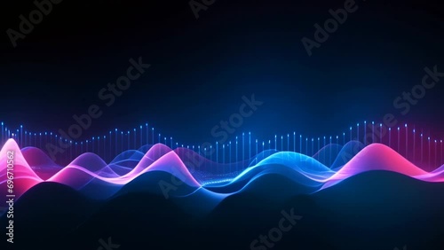 background Sound waves oscillate in dark light photo