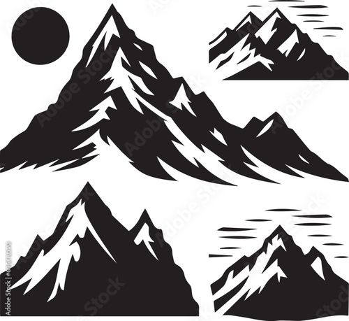 silhouette mountain shapes isolated on white background Vector illustration