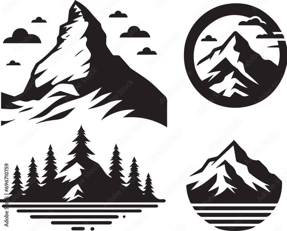 Fototapeta premium silhouette mountain shapes isolated on white background Vector illustration