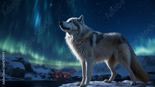 wolf in the night HD 8K wallpaper Stock Photographic Image 