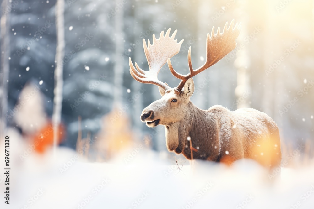 snow-covered moose after a storm