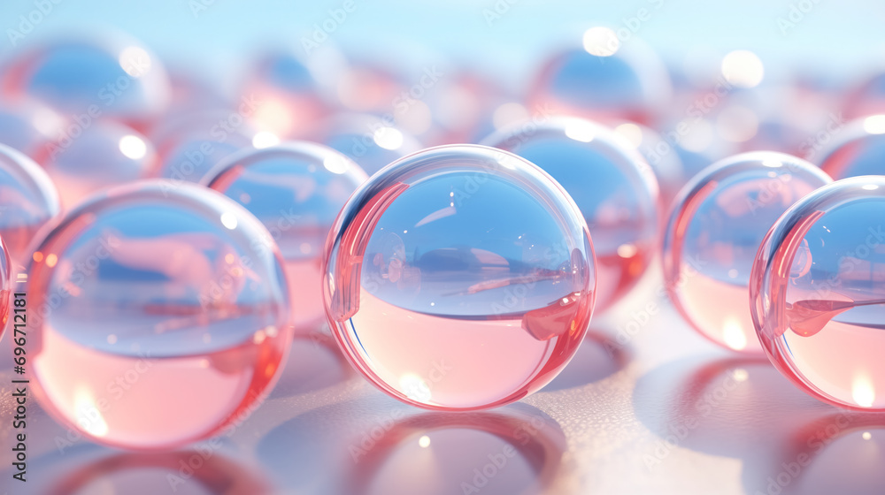 Transparent spheres with pink reflections. Transparent spheres with pink reflections.