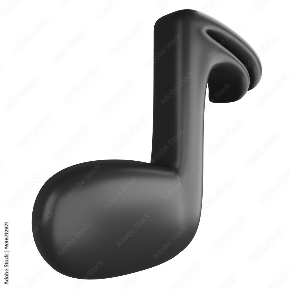 Semiquaver or sixteenth note side view clipart flat design icon isolated on transparent background, 3D render entertainment and music concept Semiquaver or sixteenth note side view clipart flat design icon isolated on transparent background, 3D render entertainment and music concept