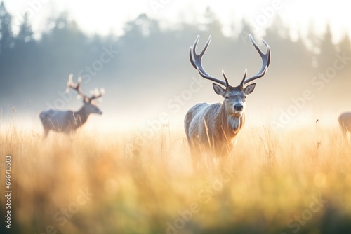 elks breath visible in a chilly meadow morning © studioworkstock