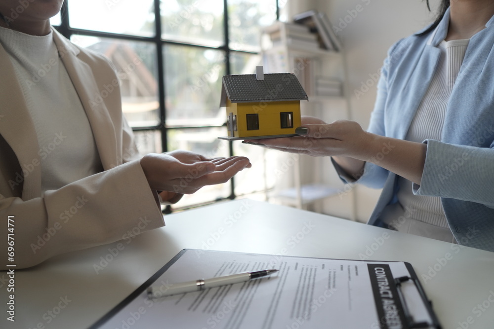 Rental agreement, Sale agent deal to agreement successful home loan contract with customer and sign agreement contract Insurance home concept. Rental agreement, Sale agent deal to agreement successful home loan contract with customer and sign agreement contract Insurance home concept.