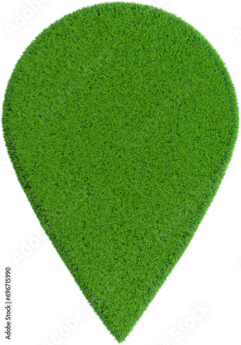 Map marker from grass. 3D r...