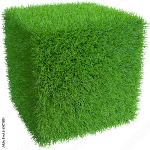 Cube from grass .3D renderi...