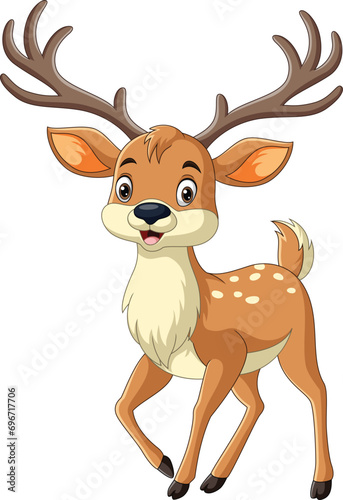 Cartoon deer on white background