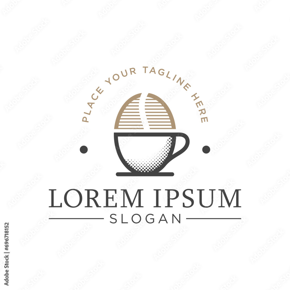Fototapeta premium Coffee logo design. Aesthetic cafe logo illustration design template